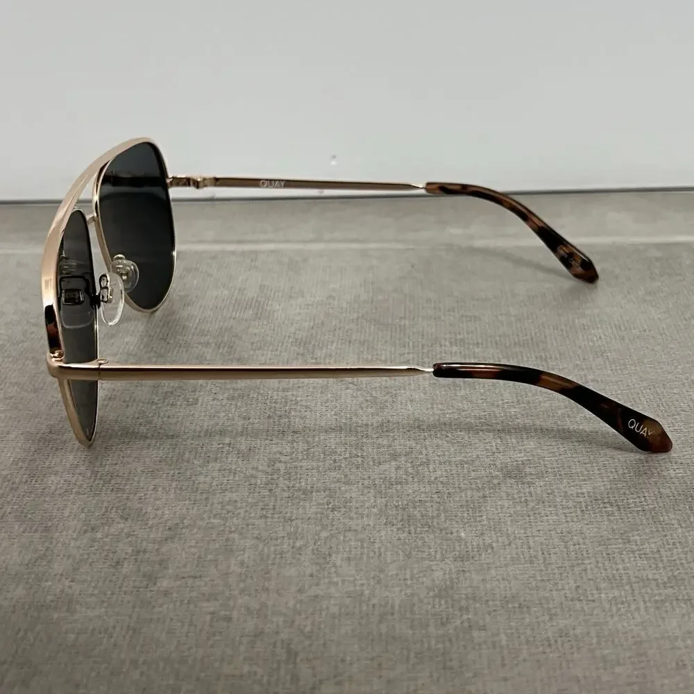 Quay Australia High Key Rimless Sunglasses 126 Polarized Cheetah Print